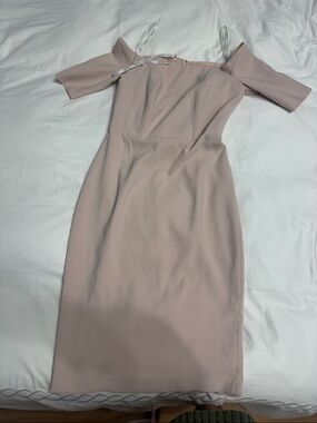 Calvin Klein One-Shoulder Bodycon Dress in Dusty Blush